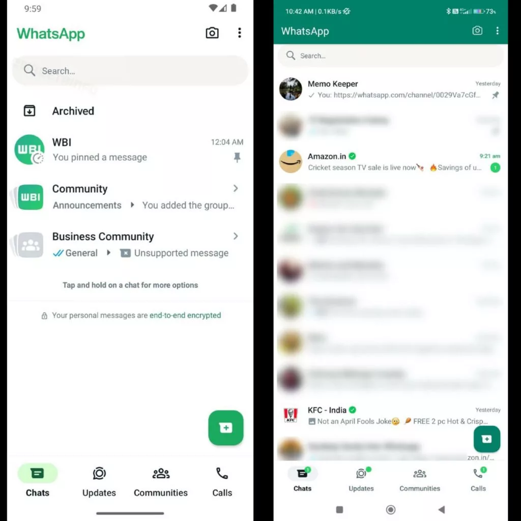 واتس‌اپ طی چند وقت اخیر تغییرات زیادی را تجربه کرده است تا ظاهر و عملکرد مدرن‌تری را در اختیار کاربران قرار دهد. توسعه‌دهندگان واتس‌اپ این‌بار سراغ بازطراحی نوار جستجوی این پیام‌رسان محبوب رفته‌اند. طراحی جدید این بخش احتمالاً در نسخه‌های بعدی واتس‌اپ از راه خواهد رسید.

نوار جستجوی جدید در نسل‌های بعدی آپدیت واتس‌اپ؟
آپدیت واتساپ
نوار جستجوی قدیمی (سمت راست) و نوار جستجوی جدید (سمت چپ)
گزارش‌ها‌ از حضور نوار جستجوی جدید در بتای نسخه ۲.۲۴.۷.۱ واتس‌اپ حکایت دارند. پیش‌تر واتس‌اپ در عملکرد قابلیت جستجوی پیام‌رسان خود تغییراتی را ایجاد کرده بود و حالا نوبت به تغییرات ظاهری این بخش رسیده است. ظاهراً واتس‌اپ مدتی است که روی ارائه این نوار جستجو با جدیت کار می‌کند؛ چراکه نسل جدید قابلیت جستجوی این پیام‌رسان در برخی دیگر از نسخه‌های بتای آن نیز رؤیت شده بود.

کاربرانی که از نسخه‌های جدیدتر واتس‌اپ استفاده می‌کنند، هنوز امکان استفاده از نوار جستجوی بازطراحی‌شده را ندارند. به‌نظر می‌رسد که این قابلیت احتمالاً بخش بزرگی از به‌روزرسانی‌های آینده، هرچند با روند توسعه‌ای کُند باشد. به‌لطف طراحی جدید نوار جستجو، اندازه آن روی صفحه بیشتر شده و راحت‌‌تر می‌توانید وارد آن شوید. همچنین ظاهر آن با المان‌های طراحی روز مطابقت بیشتری نیز دارد. زمان دقیق عرضه عمومی نسل جدید این ویژگی در واتس‌اپ مشخص نیست؛ اما از زمان دسترسی عمومی به آن نباید فاصله چندانی داشته باشیم.