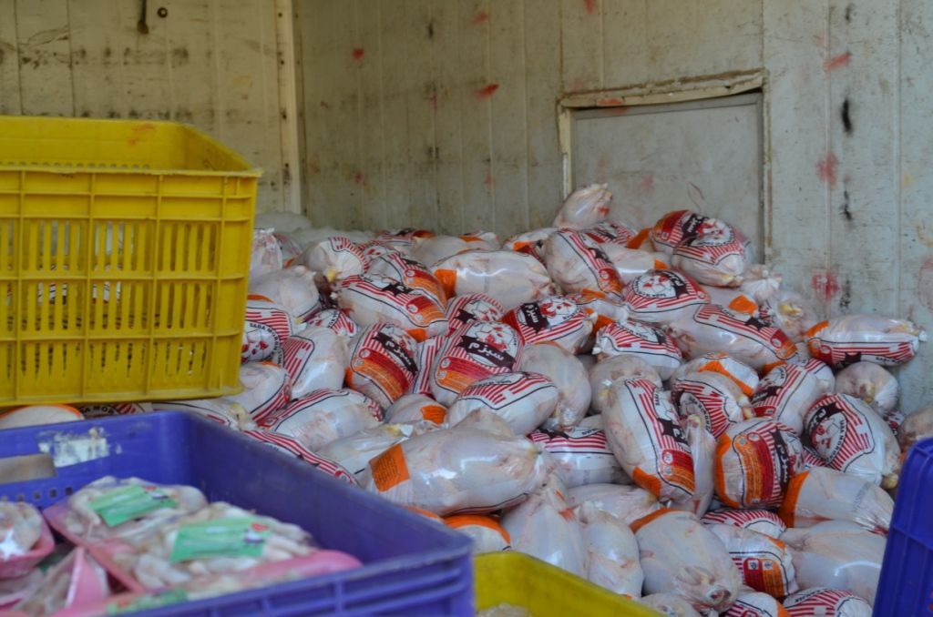 عرضع روزانه گوشت مرغ منجمد در بازار تهران