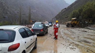 ترافیک سنگین و بارش باران در جاده چالوس+محورهای مسدود