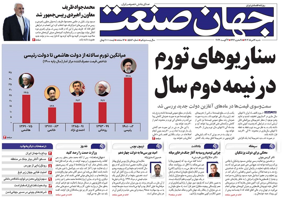 روزنامه جهان صنعت ۱۳ مرداد ۱۴۰۳