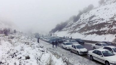 بارش برف و مه سنگین در جاده چالوس و هراز+وضعیت ترافیکی