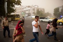آسمان تهران وزش باد گردو خاک