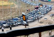 ترافیک فوق‌سنگین قزوین–رشت؛ صف خودروها تا امامزاده هاشم