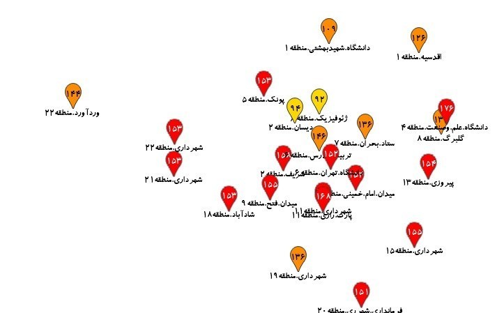 آلودگی در پایتخت: اکثر نقاط تهران وارد محدوده قرمز شدند