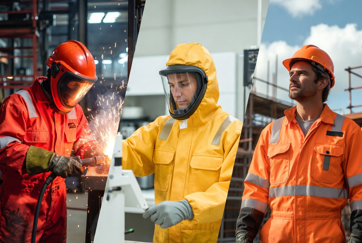 انواع لباس کار سرهمی | لباس کار سرهمی قرمز و زرد