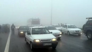 قفل ترافیکی در آزادراه قزوین–کرج؛ خطر مه گرفتگی و لغزندگی جاده‌ها در چندین استان