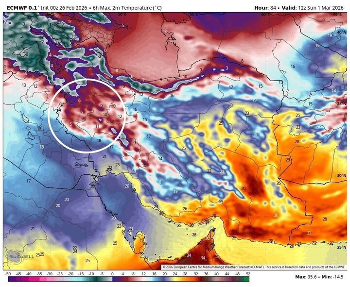 ۲. موج تازه سرما از شمال‌غرب وارد شد؛ ایران دوباره زیر برف می‌رود