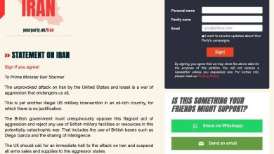 طومار حزب انگلیسی خطاب به استارمر برای توقف تجاوز علیه ایران