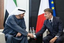 دیدار و گفتگوی بن زاید و ماکرون در حاشیه اجلاس گروه ۷