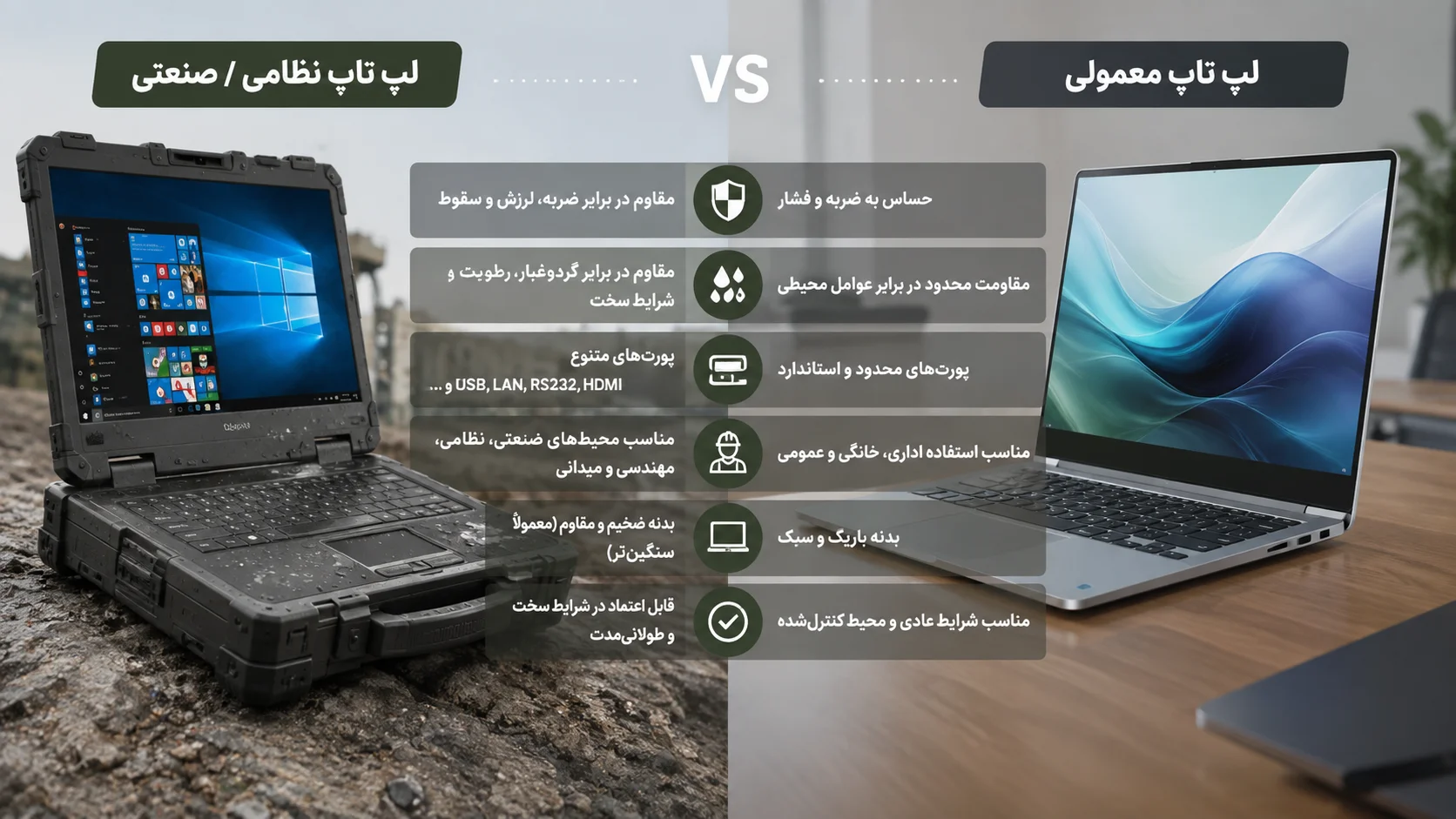 فرق لپ تاپ صنعتی با معمولی