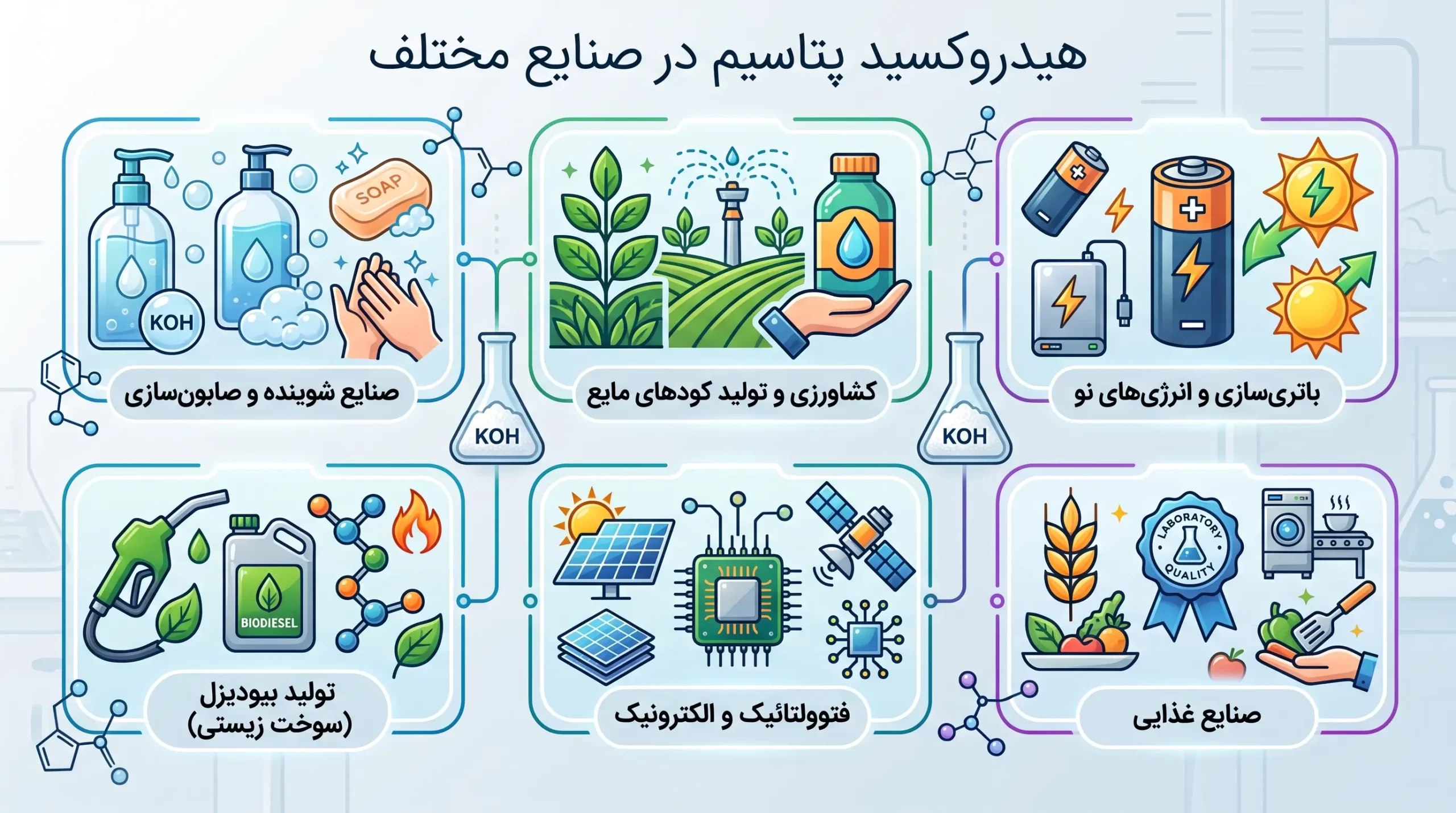 هیدروکسید پتاسیم در صنایع مختلف