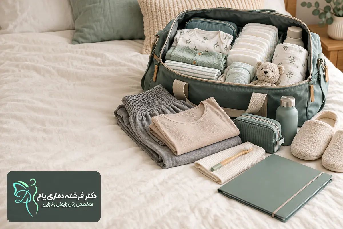 ساک بیمارستان آماده برای زایمان سزارین